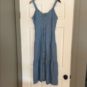 Loft Denim Chambray Blue Button-Down Maxi Dress
